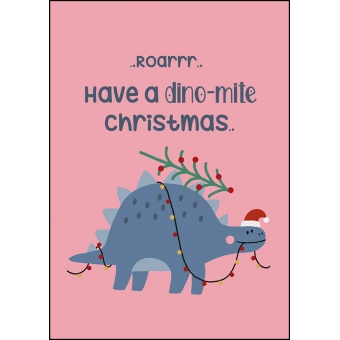 Ansichtkaart kerst dino dino-mite